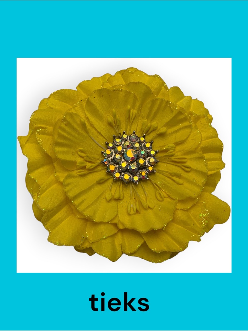Tieks Bright Yellow Flower Crystal Cluster Center